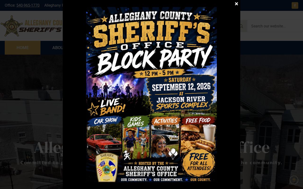 Alleghany County warrant records, sheriff office contact page