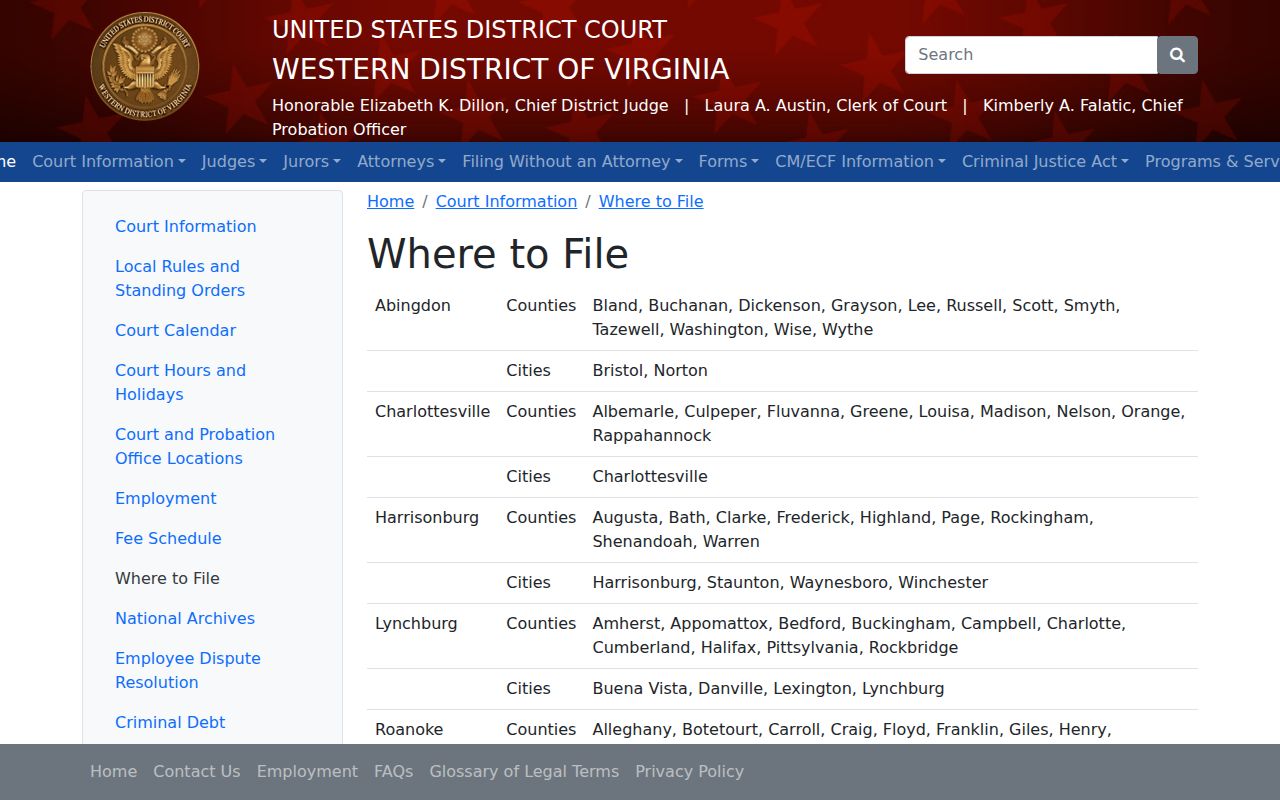 Alleghany County arrest warrant routing, Western District federal venue chart